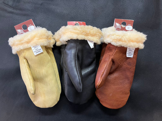 Pile Lined Leather Mittens